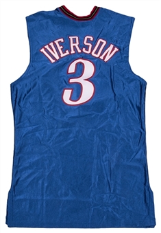 2001-02 Allen Iverson Game Used and Signed Philadelphia 76ers Alternate Road Jersey (Beckett)